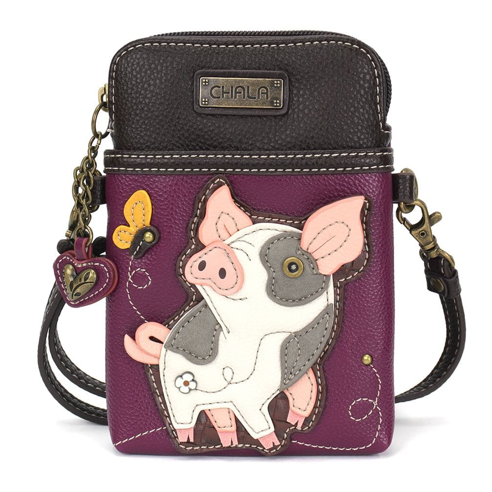 Chala Keychain Cell Phone Crossbody Purple PIG Collection by Chala!  New Piggies!  VEGAN