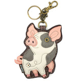 Chala Keychain Gray and white pig PIG Collection by Chala!  New Piggies!  VEGAN