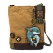 Chala Purses And Pouches PATCH CROSSBODY BAG- Brown canvas Dolphin Collection - by Chala - vegan