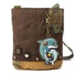 Chala Purses And Pouches PATCH CROSSBODY BAG- Dark Brown Canvas Dolphin Collection - by Chala - vegan