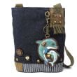 Chala Purses And Pouches PATCH CROSSBODY BAG- Denim canvas Dolphin Collection - by Chala - vegan