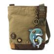 Chala Purses And Pouches PATCH CROSSBODY BAG- Olive canvas Dolphin Collection - by Chala - vegan