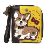 Chala Wallet Corgi Chala Dog  Zip Around Wallets-Carry your cards in dog gone good style!*