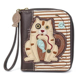 CHALA -ZIP-AROUND WALLET-CAT GEN II -BROWN STRIPE - The Pink Pigs, A Compassionate Boutique