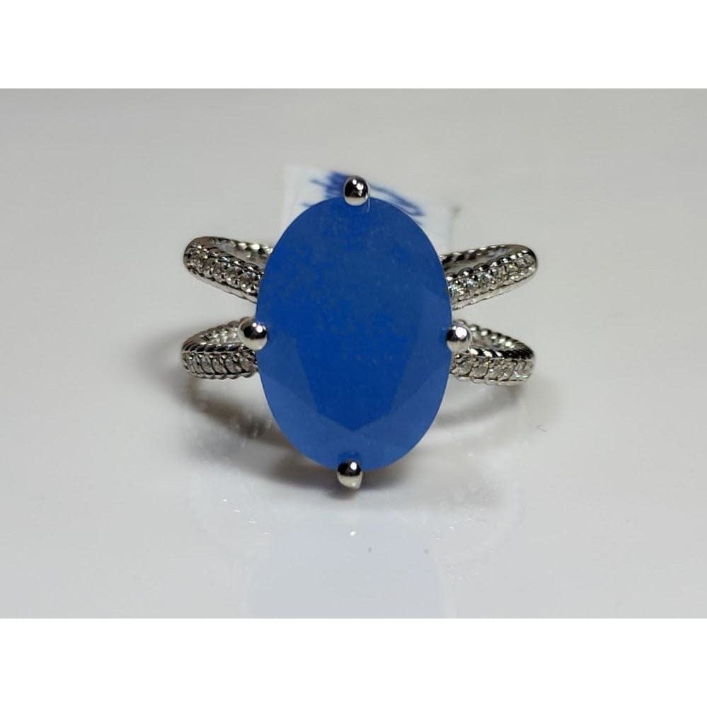 Chalcedony Rings in Deep Blue or Pink, Rose or White Gold Sterling Silver - The Pink Pigs, A Compassionate Boutique