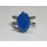 Chalcedony Rings in Deep Blue or Pink, Rose or White Gold Sterling Silver