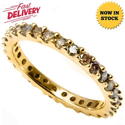 Chocolate Diamond Eternity Ring in 14K Yellow Gold-Stunning! - The Pink Pigs, A Compassionate Boutique