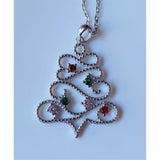 Christmas Tree Necklace Sterling Silver with Ornaments, Beautiful! - The Pink Pigs, Animal Lover's Boutique