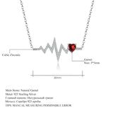 coco-alibaba Fine Fashion Jewelry-Necklace Heartbeat with Gemstone Heart Rhodium Plated Sterling Silver Necklace