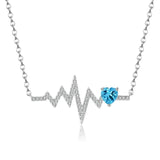 coco-alibaba Fine Fashion Jewelry-Necklace Topaz Heartbeat with Gemstone Heart Rhodium Plated Sterling Silver Necklace