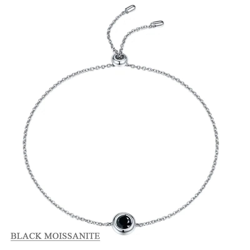 Coco-Alibaba jewelry Black / Bracelet Moissanite 1ct Colored GRA Bezel Set Jewelry 925 Sterling Silver Lasting Beauty Plating