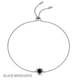 Coco-Alibaba jewelry Black / Bracelet Moissanite 1ct Colored GRA Bezel Set Jewelry 925 Sterling Silver Lasting Beauty Plating
