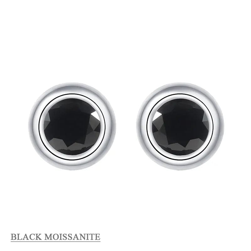Coco-Alibaba jewelry Black / Earrings Moissanite 1ct Colored GRA Bezel Set Jewelry 925 Sterling Silver Lasting Beauty Plating