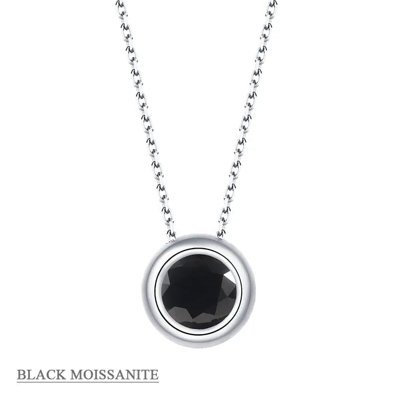 Coco-Alibaba jewelry Black / Necklace Moissanite 1ct Colored GRA Bezel Set Jewelry 925 Sterling Silver Lasting Beauty Plating