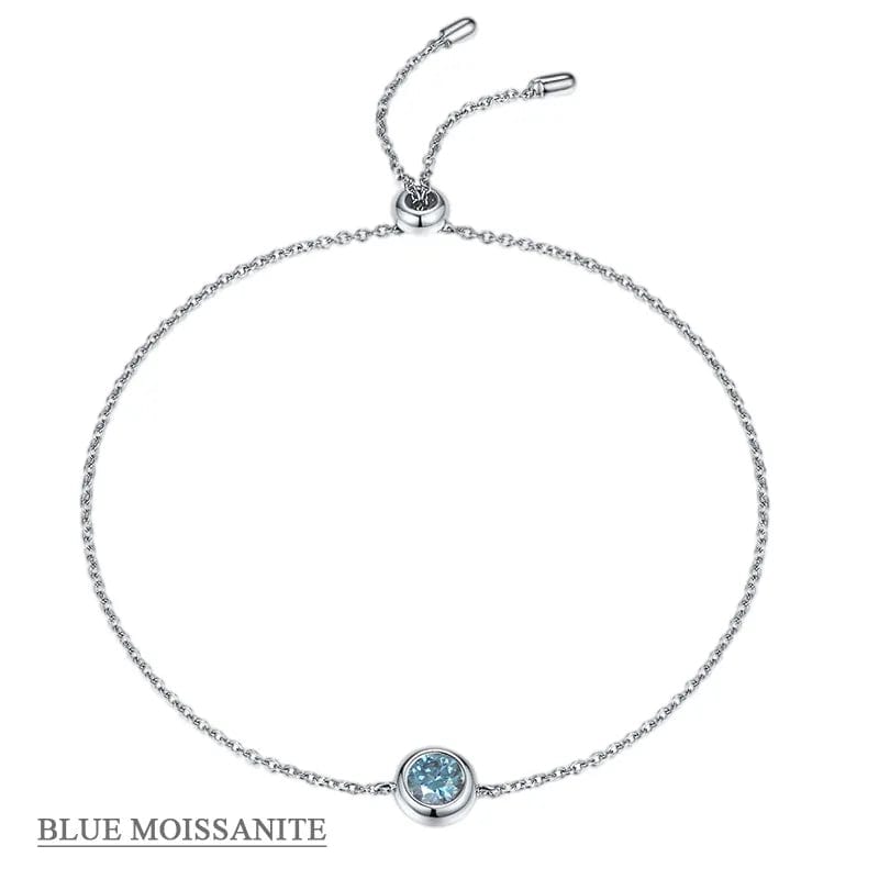 Coco-Alibaba jewelry Blue / Bracelet Moissanite 1ct Colored GRA Bezel Set Jewelry 925 Sterling Silver Lasting Beauty Plating