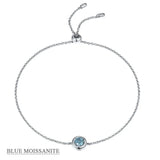 Coco-Alibaba jewelry Blue / Bracelet Moissanite 1ct Colored GRA Bezel Set Jewelry 925 Sterling Silver Lasting Beauty Plating