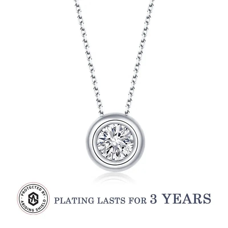 Coco-Alibaba jewelry Clear / Necklace Moissanite 1ct Colored GRA Bezel Set Jewelry 925 Sterling Silver Lasting Beauty Plating