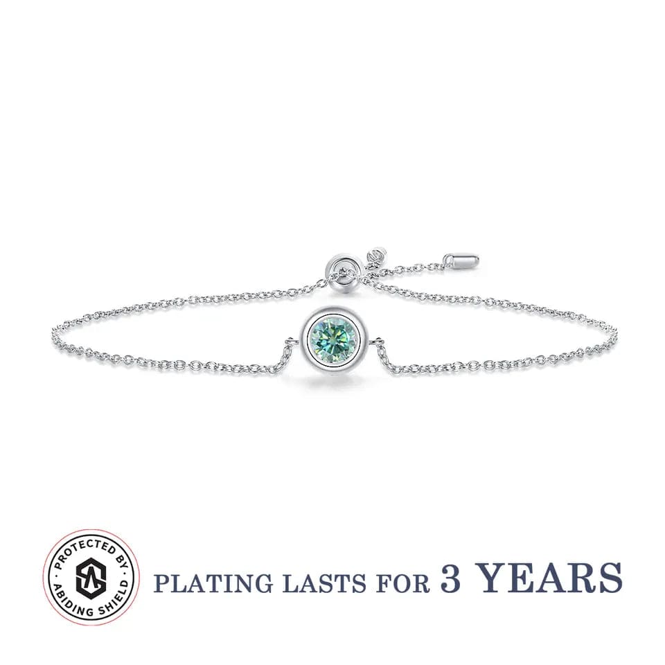 Coco-Alibaba jewelry Green / Bracelet Moissanite 1ct Colored GRA Bezel Set Jewelry 925 Sterling Silver Lasting Beauty Plating