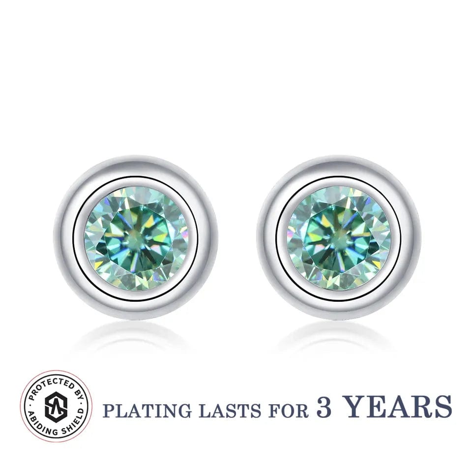 Coco-Alibaba jewelry Green / Earrings Moissanite 1ct Colored GRA Bezel Set Jewelry 925 Sterling Silver Lasting Beauty Plating