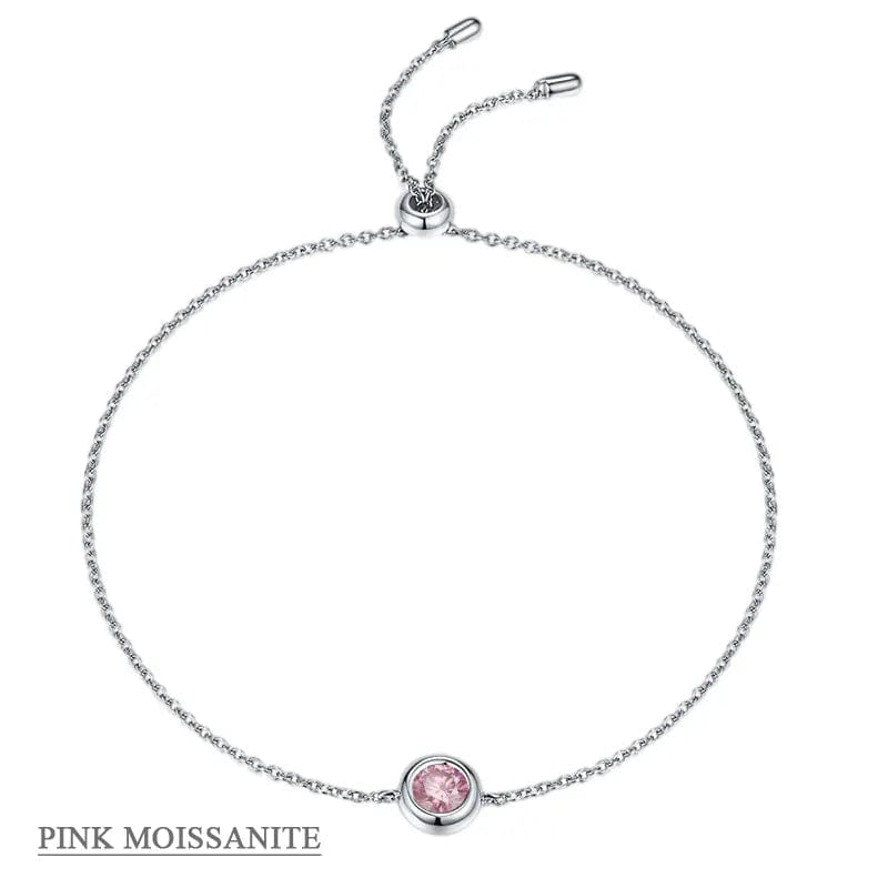 Coco-Alibaba jewelry Pink / Bracelet Moissanite 1ct Colored GRA Bezel Set Jewelry 925 Sterling Silver Lasting Beauty Plating