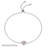 Coco-Alibaba jewelry Pink / Bracelet Moissanite 1ct Colored GRA Bezel Set Jewelry 925 Sterling Silver Lasting Beauty Plating