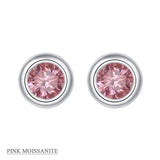 Coco-Alibaba jewelry Pink / Earrings Moissanite 1ct Colored GRA Bezel Set Jewelry 925 Sterling Silver Lasting Beauty Plating
