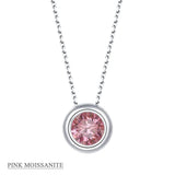 Coco-Alibaba jewelry Pink / Necklace Moissanite 1ct Colored GRA Bezel Set Jewelry 925 Sterling Silver Lasting Beauty Plating