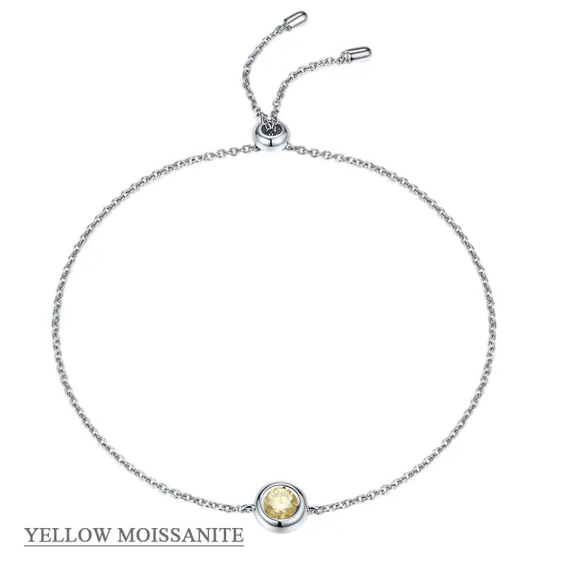 Coco-Alibaba jewelry Yellow / Bracelet Moissanite 1ct Colored GRA Bezel Set Jewelry 925 Sterling Silver Lasting Beauty Plating