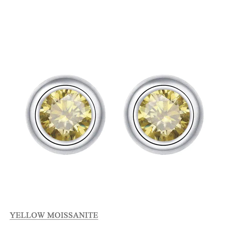 Coco-Alibaba jewelry Yellow / Earrings Moissanite 1ct Colored GRA Bezel Set Jewelry 925 Sterling Silver Lasting Beauty Plating