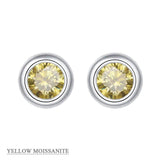 Coco-Alibaba jewelry Yellow / Earrings Moissanite 1ct Colored GRA Bezel Set Jewelry 925 Sterling Silver Lasting Beauty Plating