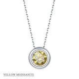 Coco-Alibaba jewelry Yellow / Necklace Moissanite 1ct Colored GRA Bezel Set Jewelry 925 Sterling Silver Lasting Beauty Plating