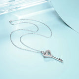 Coco-Alibaba Necklace Key to My Heart Moissanite Diamond Necklace 925 Sterling Silver Rhodium Plated