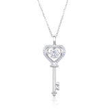 Coco-Alibaba Necklace White Key to My Heart Moissanite Diamond Necklace 925 Sterling Silver Rhodium Plated