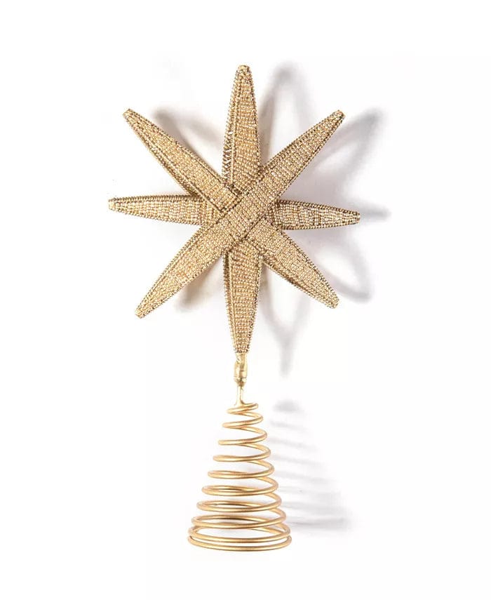 COTON COLORS EXPRESS LLC CHRISTMAS Laura Johnson Beaded Star Tree Topper Metal Beads  Christmas tree Decor