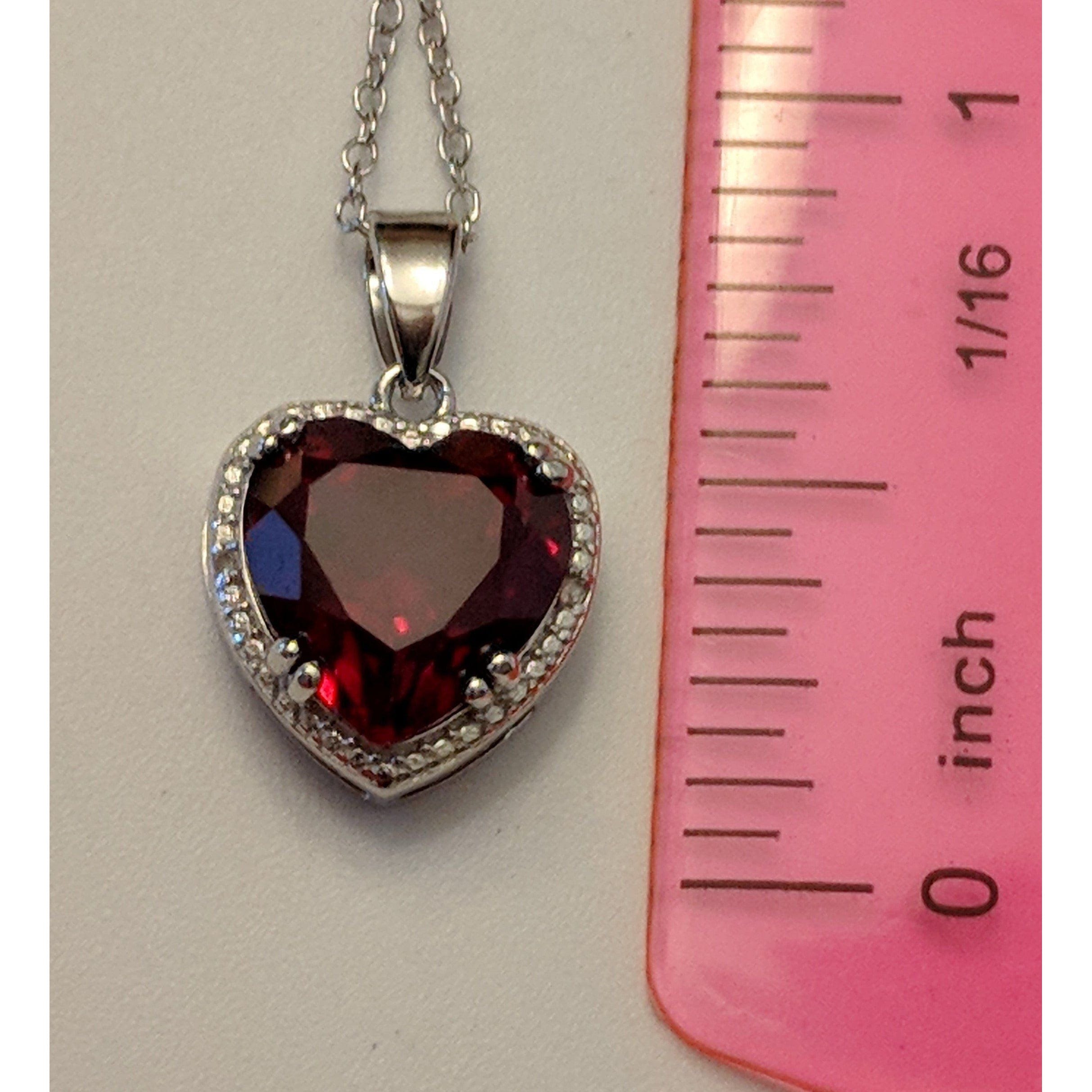 Created Ruby OR Mystic Topaz & Diamond Heart Necklace in Sterling Silver--Romantic Gift! - The Pink Pigs, A Compassionate Boutique