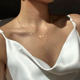 Dainty Cross and CZ Bracelet or Necklace-Stainless Steel Gold or Silver Tone