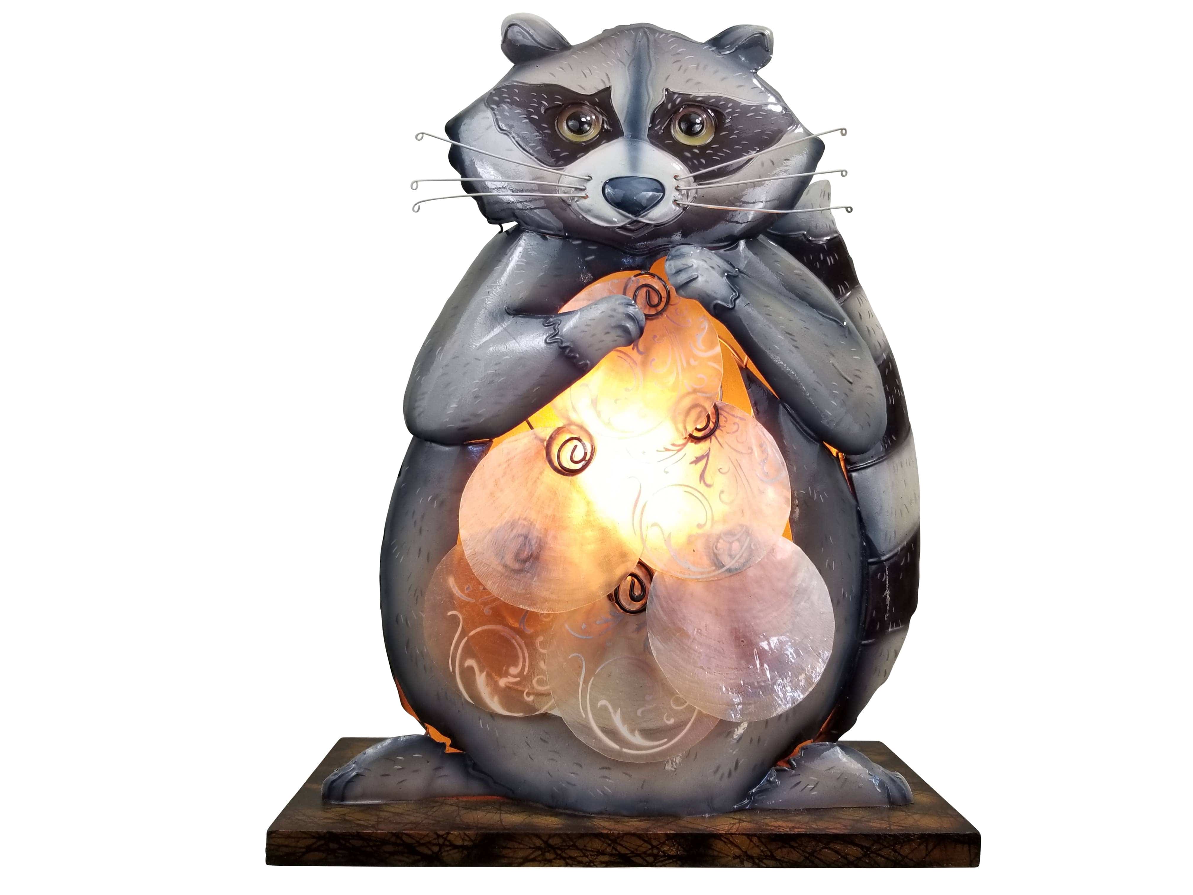 Capiz Raccoon Accent Lamp Handmade