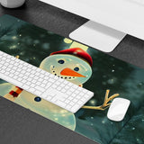 Snowman Desk Mat - Cute Desk Pad - Christmas Laptop Desk Mat