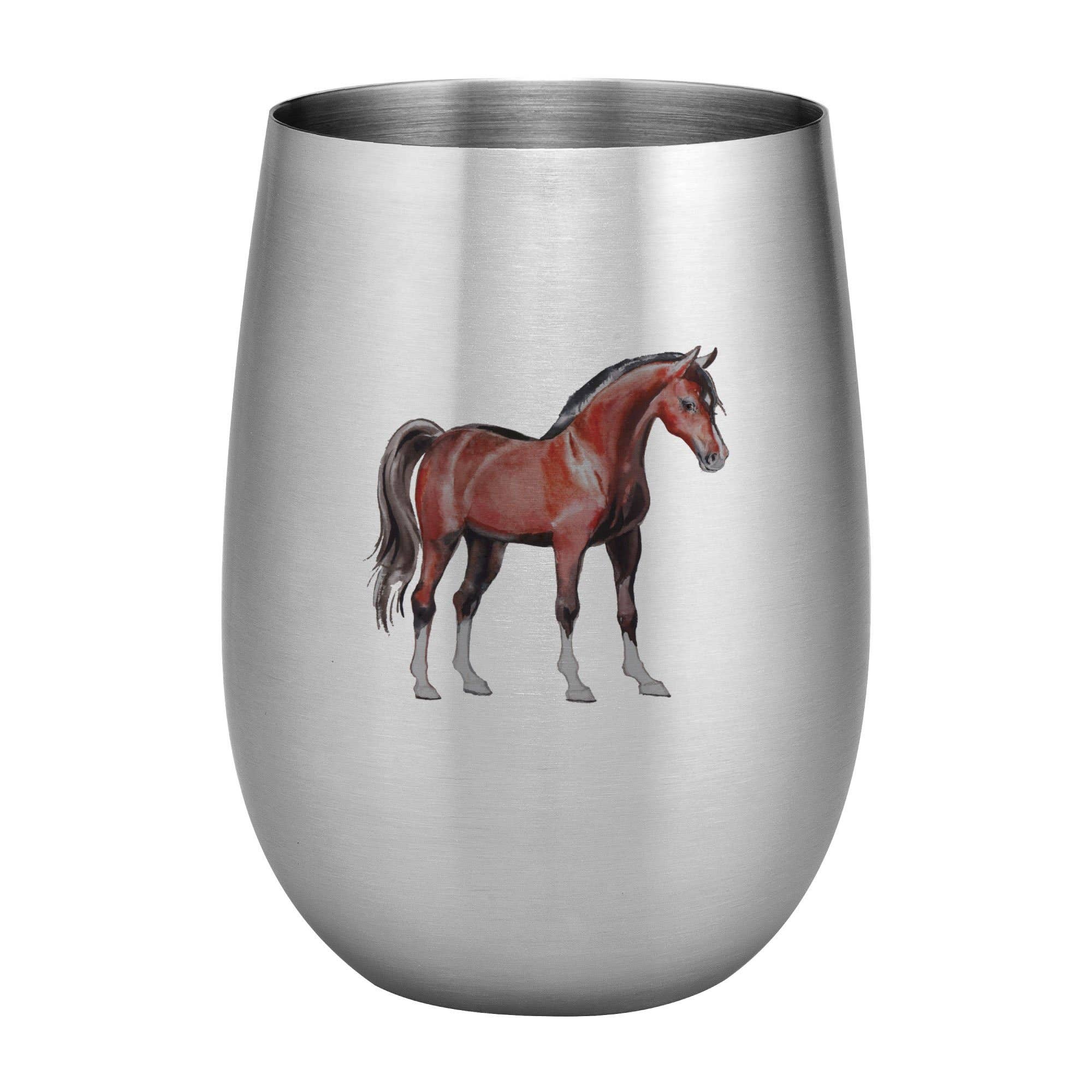 Horse 20 oz. Full Color Printed SS Wine Glass