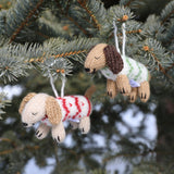 Dachshund in Holiday Sweater Ornament-Handmade in Peru*