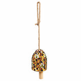 Honey Bees on Comb Glass Mosaic Bell Chime for Bee Lovers