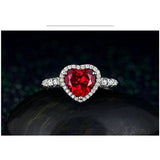 Deep Red Created Ruby and CZ Heart Ring in 925 Sterling Silver, So Romantic! - The Pink Pigs, A Compassionate Boutique