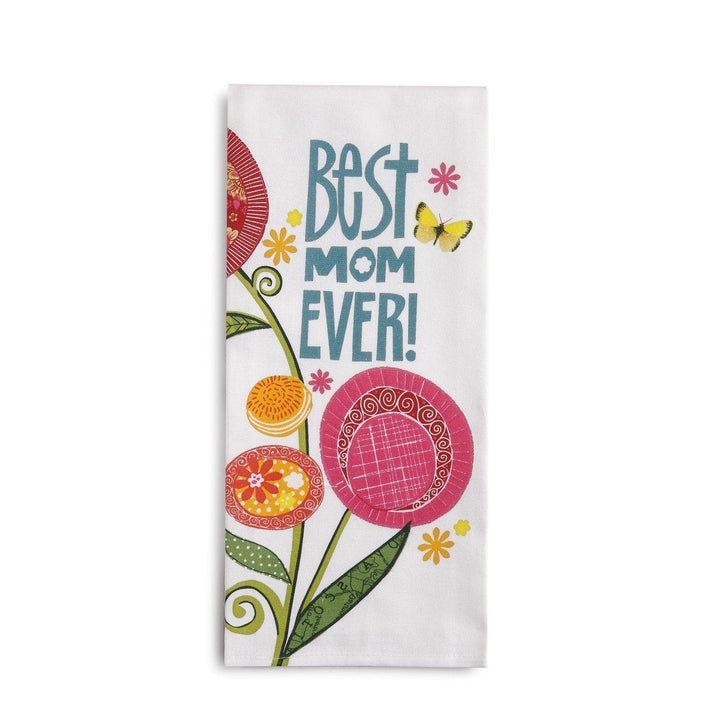 Demdaco Kitchen Best Mom EVER Tea Towel with Card-Great Gift Idea! *