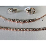 Designer Jewelry SET, Silver or Rose Gold Plated with REAL Diamond Accents - The Pink Pigs, A Compassionate Boutique