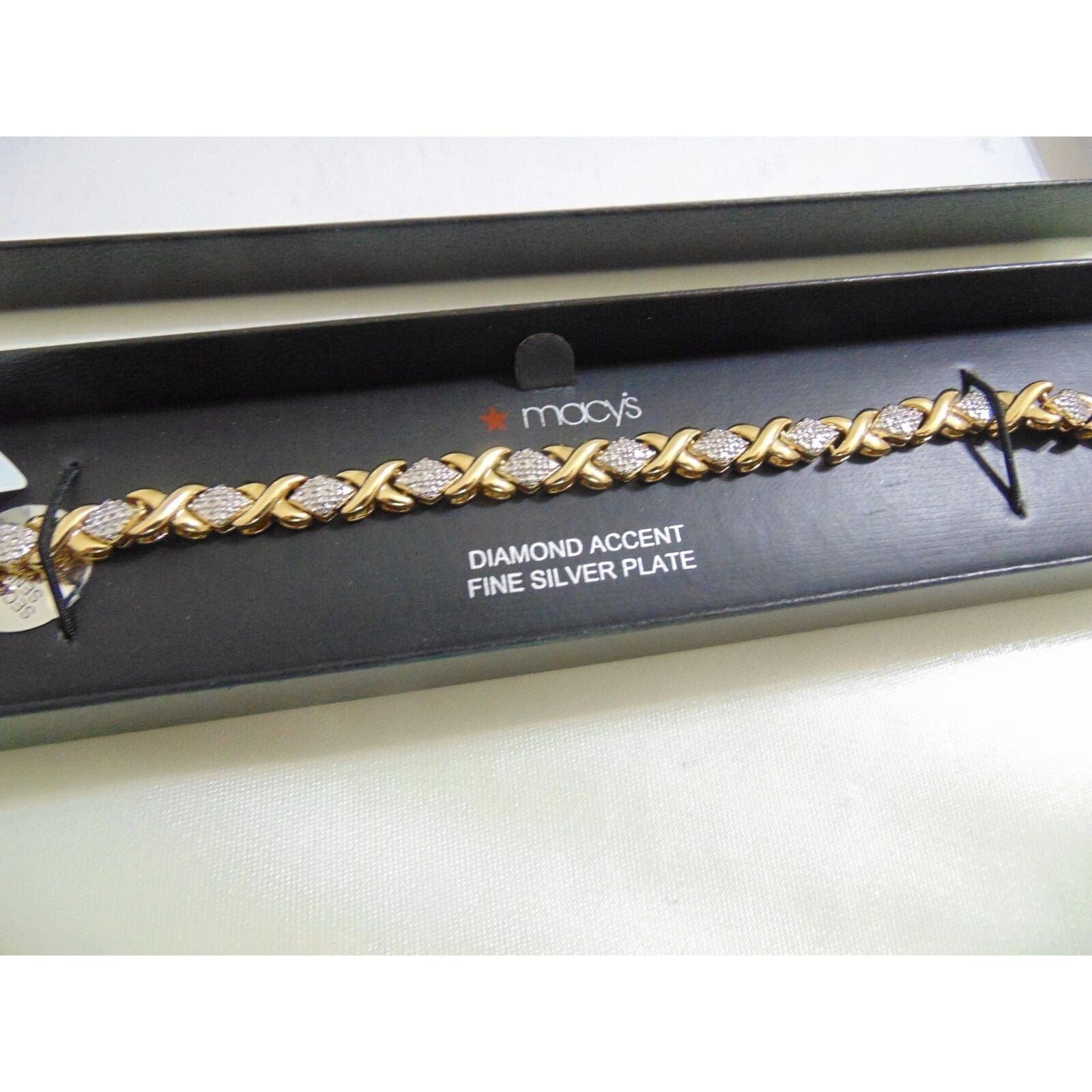 Diamond Accent X Link Bracelet in Gold Over Fine Silver-Plate - The Pink Pigs, A Compassionate Boutique