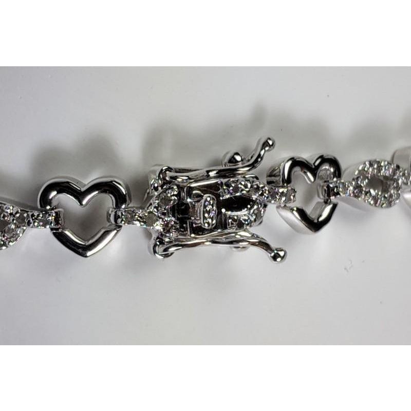 Diamond Accent Heart Bracelet in White or Yellow with REAL Diamonds! .83cts Gorgeous! - The Pink Pigs, Animal Lover's Boutique