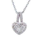 Diamond Heart Pendant Necklace 14K White Gold