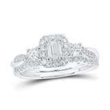 Emerald Cut Diamond Wedding Set Desinger Certified 14K Gold Rose, Yellow or White