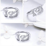 Dog Chasing a Bone Sterling Silver Ring with Sparkling CZ, For the Dog Lovers! - The Pink Pigs, A Compassionate Boutique