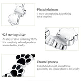 Sterling Silver Black Paw Print Adjustable Ring *